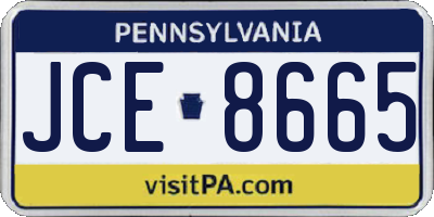 PA license plate JCE8665