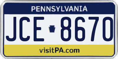 PA license plate JCE8670