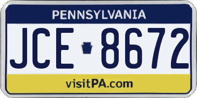 PA license plate JCE8672