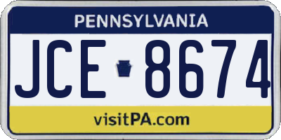PA license plate JCE8674