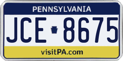 PA license plate JCE8675