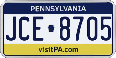 PA license plate JCE8705