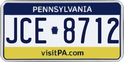 PA license plate JCE8712
