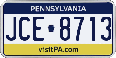 PA license plate JCE8713