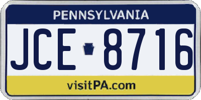 PA license plate JCE8716