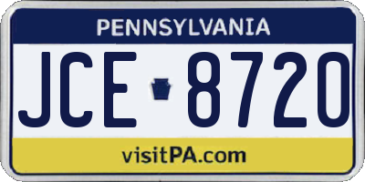 PA license plate JCE8720