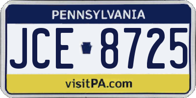 PA license plate JCE8725