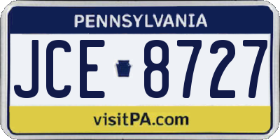 PA license plate JCE8727