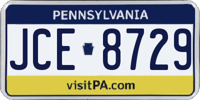 PA license plate JCE8729