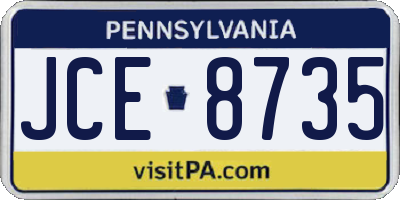 PA license plate JCE8735