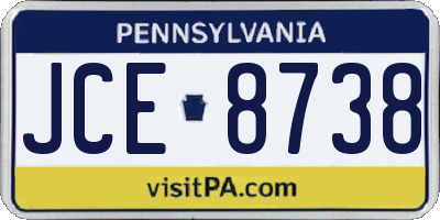 PA license plate JCE8738