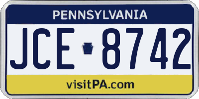 PA license plate JCE8742