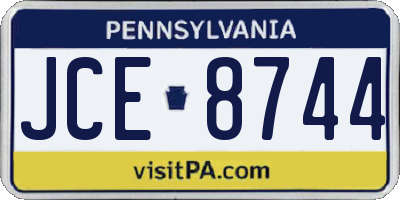 PA license plate JCE8744