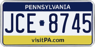 PA license plate JCE8745