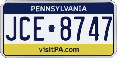 PA license plate JCE8747