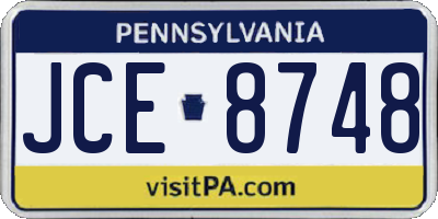 PA license plate JCE8748