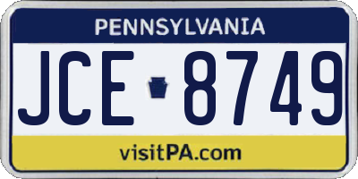 PA license plate JCE8749