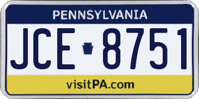 PA license plate JCE8751