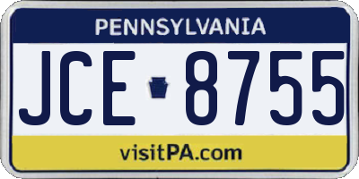 PA license plate JCE8755