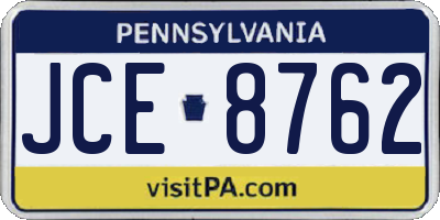 PA license plate JCE8762