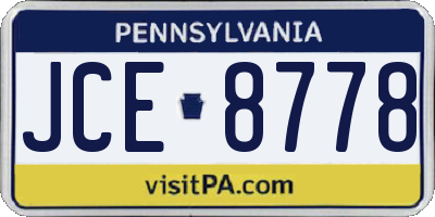 PA license plate JCE8778