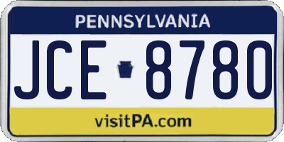 PA license plate JCE8780