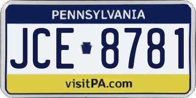 PA license plate JCE8781