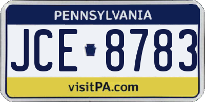 PA license plate JCE8783