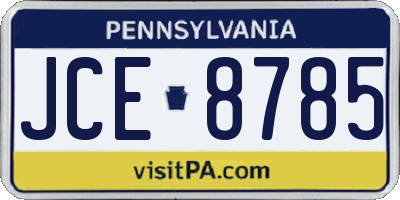 PA license plate JCE8785