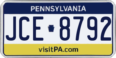 PA license plate JCE8792