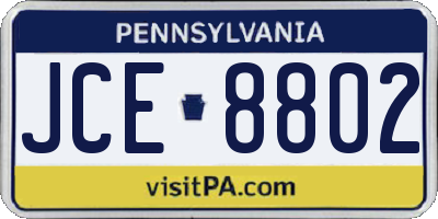 PA license plate JCE8802