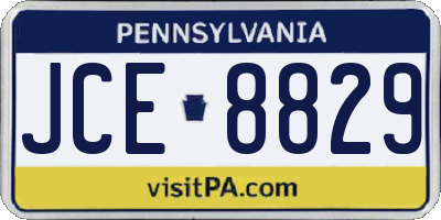 PA license plate JCE8829