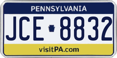PA license plate JCE8832