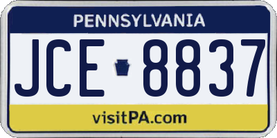 PA license plate JCE8837