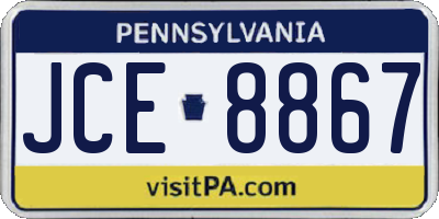 PA license plate JCE8867