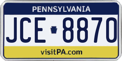 PA license plate JCE8870