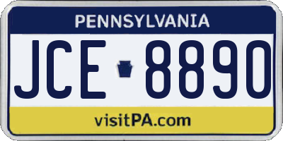 PA license plate JCE8890