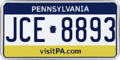 PA license plate JCE8893
