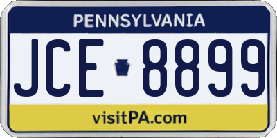 PA license plate JCE8899