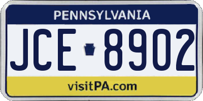 PA license plate JCE8902