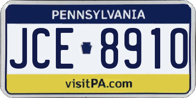 PA license plate JCE8910