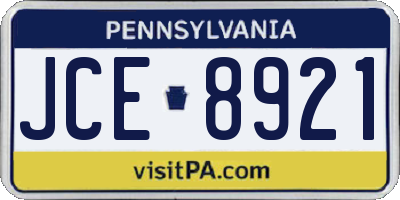 PA license plate JCE8921