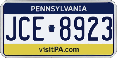 PA license plate JCE8923
