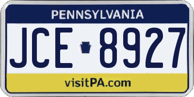 PA license plate JCE8927