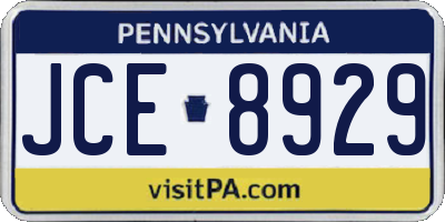 PA license plate JCE8929