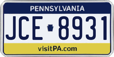 PA license plate JCE8931