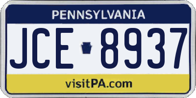 PA license plate JCE8937