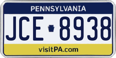 PA license plate JCE8938