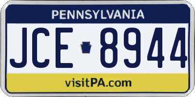 PA license plate JCE8944