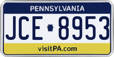 PA license plate JCE8953